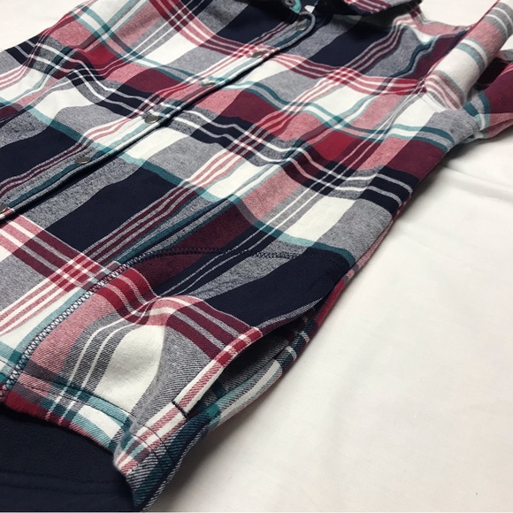 Orvis Red and Blue Plaid Flannel Shirt Jacket Size Large Fleece Lined Outdoor - Picture 11 of 13